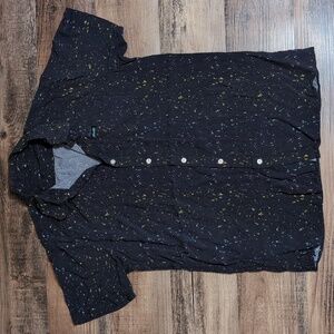 Slunks Short Sleeve Button Down Shirt Size Medium in Black
